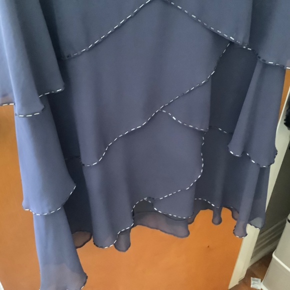 Sz 14P Tiered Ruffle Chiffon Dress Smoky Grey - Picture 5 of 12
